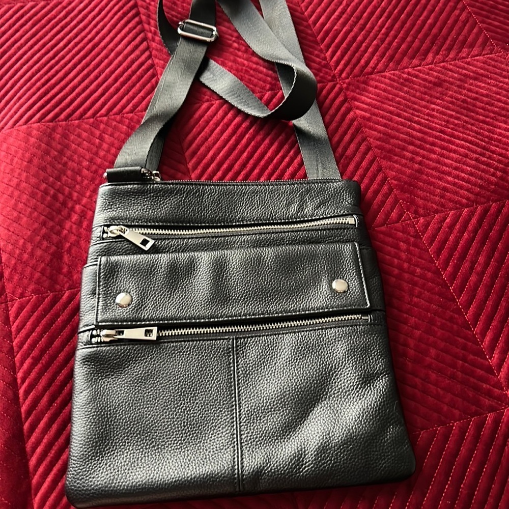Black leather crossbody bag